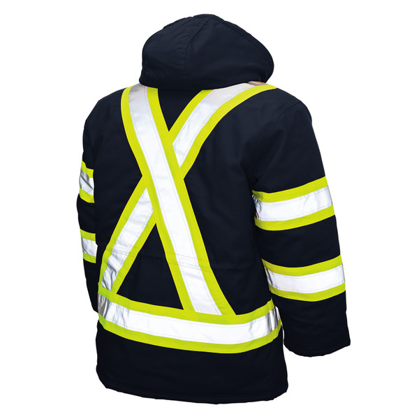 Class 1 Hi Vis Two-Tone X-Back Black Cotton Duck Parka S157-BLK Back